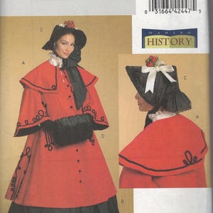 Butterick B5266 1850s-1860s Women's Lined Cloak Sewing Pattern, Size 16-22, Uncut, FF, OOP