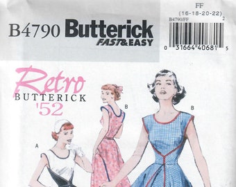 Butterick B4790 Retro '52 Dress Sewing Pattern Size 8-10-12-14 & 16-18-20-22 Uncut
