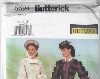 Butterick B6694 Making History Civil War 1860s Day Dress Sewing Pattern, Sizes 6,8,10 and 12, 14, 16, FF Uncut OOP