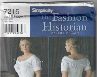 Simplicity 7215 The Fashion Historian Chemise & Corset Civil War Era 1860s Undergarments Sewing Pattern Size 6, 8, 10, 12 FF Uncut OOP