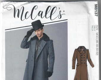 McCall's M8137 Men's Regency Era Great Coat Sewing Pattern, Sizes 38-40-42-44 & 46-48-50-52, FF, Uncut