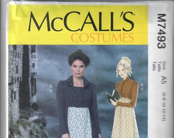 McCall's M7493 Misses' Costume Regency Era Day Dress Pattern, A5 Sizes 6-8-10-12-14, FF, Uncut