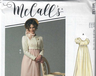 McCall's M8132 Misses' Costume- Regency Era Spencer & Day Dress Sewing Pattern, Sizes 6-8-10-12-14 and 14-16-18-20-22, FF, Uncut