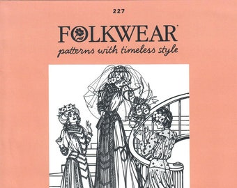 Folkwear Pattern No. 227 Edwardian Gown, Size XS - 3XL, New & Uncut