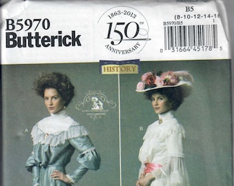 Butterick B5970 Misses' 1890s 1900s Day Dress Pattern Making History, Sizes 8-10-12-14-16 & 16-18-20-22-24 , Uncut, FF, Uncut