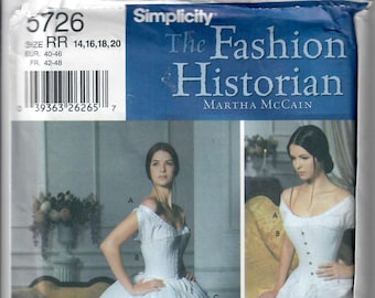 Simplicity 5726 Corset, Chemise & Petticoat Civil War Era 1860s Sewing Pattern Size 6, 8, 10, 12 and 14, 16, 18, 20 FF Uncut OOP