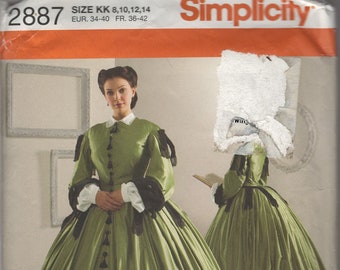 Simplicity 2887 Misses' Dress 1860s Day Dress Sewing Pattern The Museum Curator Kay Gagny Size 8-10-12-14, Uncut, FF, Uncut OOP