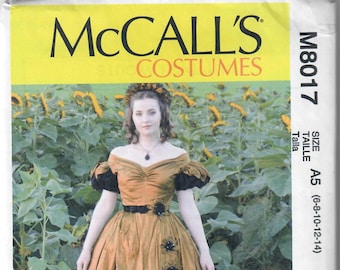 McCall's M8017 Misses' Costume Dress Angela Clayton 1830s Day Dress Sewing Pattern, Sizes 6-8-10-12-14 & 14-16-18-20-22, FF, Uncut