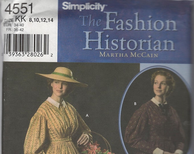 Simplicity Pattern 4551 Simplicity 4551 1860s Era Day Dress Sewing Pattern, Size 8-14 & 16-24 ...