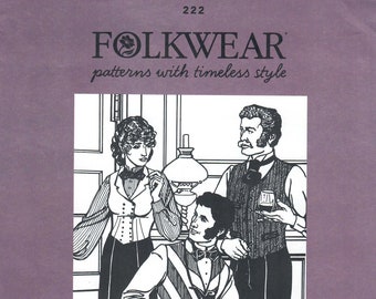 Folkwear Pattern No. 222 Vintage Vests 1860s - 1890s, 1900, Size Men 36-38-40-42-44 Women 6-8-10-12-14-16, NEW UNCUT