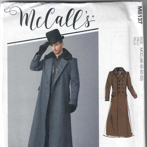 McCall's M8137 Men's Regency Era Great Coat Sewing Pattern, Sizes 38-40-42-44 & 46-48-50-52, FF, Uncut