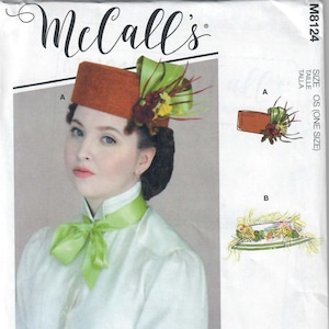 McCall&#39;s M8124 1880s - 1890s 19th Century Hat Pattern Angela Clayton, One Size, FF, Uncut