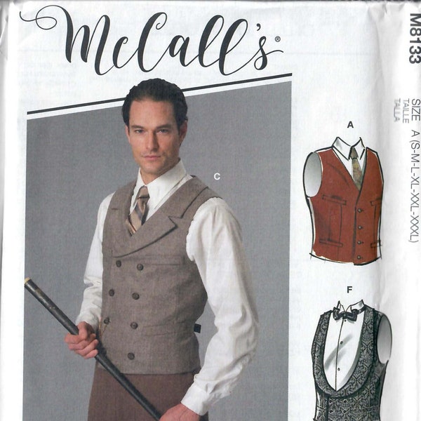 McCall's M8133 Regency Era Vest, Size s-m-l-xl-xxl-xxxl, FF, Uncut