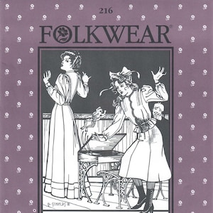 Folkwear Pattern No. 216 Schoolmistress Shirtwaist and Skirt, Sizes 8, 10, 12, 14, New & Uncut