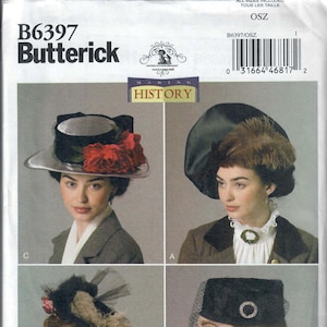 Butterick B6397 Misses' Hats Patterns Time-Travelling 1870s - 1950s Hats Making History, OSZ All Sizes, Uncut, FF, Uncut