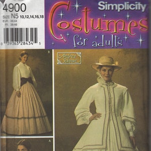 Simplicity 4900 1860s Civil War Era Day Dress Sewing Pattern, Size 10-18 & 20-26, FF, Uncut, OOP