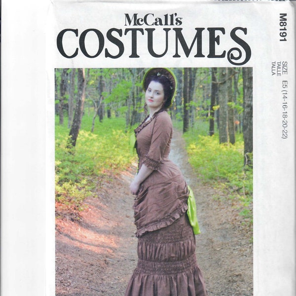 McCall's M8191 Misses' Skirt Angela Clayton c. 1880 Natural Form Era Skirt Sewing Pattern, Sizes 6-8-10-12-14 & 14-16-18-20-22, FF, Uncut