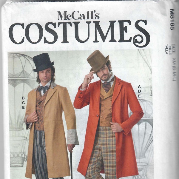 McCall's M8185 Men's Costume- Frock Coat, Vest and Pants 1840 1850 Sewing Pattern, Size S-M-L & XL-XXL-XXXL, Uncut