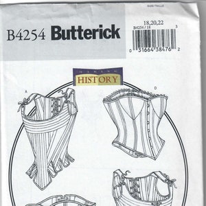 Butterick B4254 Misses' Stays & Corsets Sewing Patterns, 18th and 19th Century Making History FF, Uncut