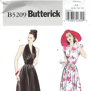 Patrón de costura para vestido retro Butterick B5209 &#39;47, tallas 6-8-10-12-14 y 14-16-18-20-22, sin cortar