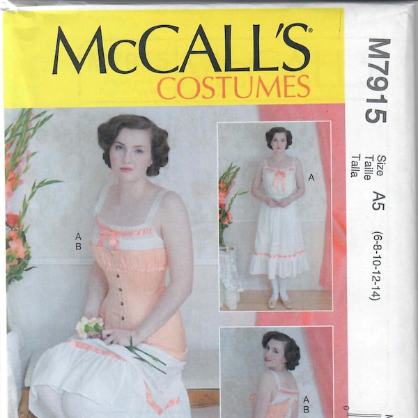 McCall's M7915 Angela Clayton 1900s Titanic Era Edwardian Korsett und Chemise Muster, Größen 6-8-10-12-14 & 14-16-18-20-22, FF, Ungeschnitten