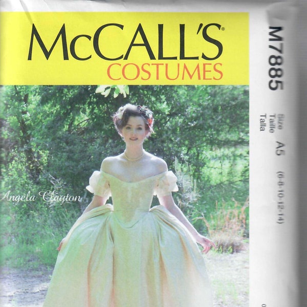 McCall's M7885 Angela Clayton 19th Century Style Ball Gown Prom Dress Sewing Pattern, Sizes 6-8-10-12-14 and 14-16-18-20-22, FF, Uncut