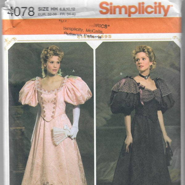 Simplicity 4078 Circa 1895 Ballgown Evening Dress Sewing Pattern, Size 6, 8, 10, 12 and 14, 16, 18, 20 FF, Uncut, OOP