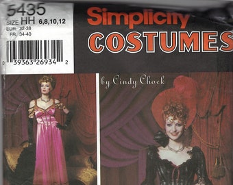 Simplicity 5435 19th Century Old West Saloon Girl Dress Sewing Patterns, Sizes 6-12, New, Uncut, FF OOP