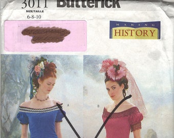 Butterick 3011 Making History 19th Century Evening Dress Sewing Pattern, Size 6, 8, 10 FF UNCUT