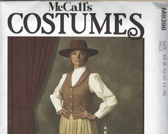McCall's M8398 1870s 1880s Style Women's Vest, Blouse, and Skirt Sewing Patterns, Sizes 8-16 and 18-26, FF, Uncut, New