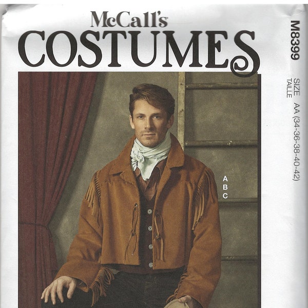 McCall's M8399 1880s Style Men's Bolero Jacket & Vest Sewing Pattern, Sizes 34-42 and 44-52, FF, Uncut, New