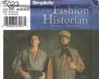 Simplicity 5023 1850s-1860s Men's Pants, Shirt & Pants Sewing Pattern, Sizes 46-52, Uncut, FF, OOP