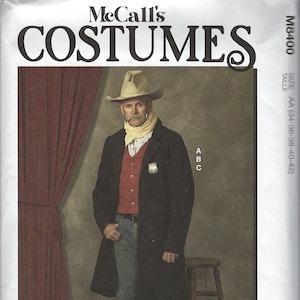 McCall's M8400 1880s Style Men's Frock Coat & Vest Sewing Pattern, Sizes 34-42 and 44-52, FF, Uncut, New AA 34-42