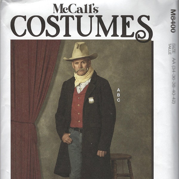 McCall's M8400 1880s Style Men's Frock Coat & Vest Sewing Pattern, Sizes 34-42 and 44-52, FF, Uncut, New