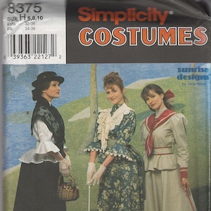Simplicity 8375 1890s Day Dress Sewing Pattern, Sizes 6-10, 12-16, 18-22 Uncut, FF, OOP