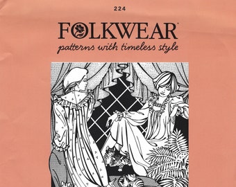 Folkwear 224 Beautiful Dreamer Sewing Pattern Circa 1902 Gown, Size XS-3XL, Uncut, FF NEW!