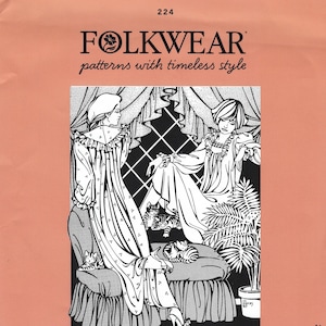 Folkwear 224 Beautiful Dreamer Sewing Pattern Circa 1902 Gown, Size XS-3XL, Uncut, FF NEW!
