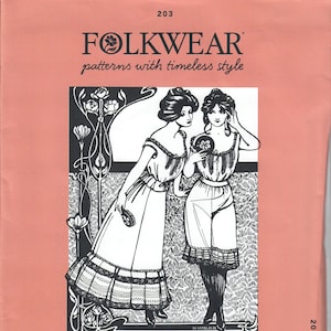 Folkwear Pattern No. 203 Edwardian Underthings, Size XS - 3XL, New & Uncut