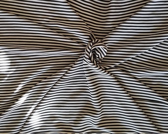 Black & Grey-White Striped Poly Fabric, 60 Inches Wide, 4-Yard Lot (4 are available)