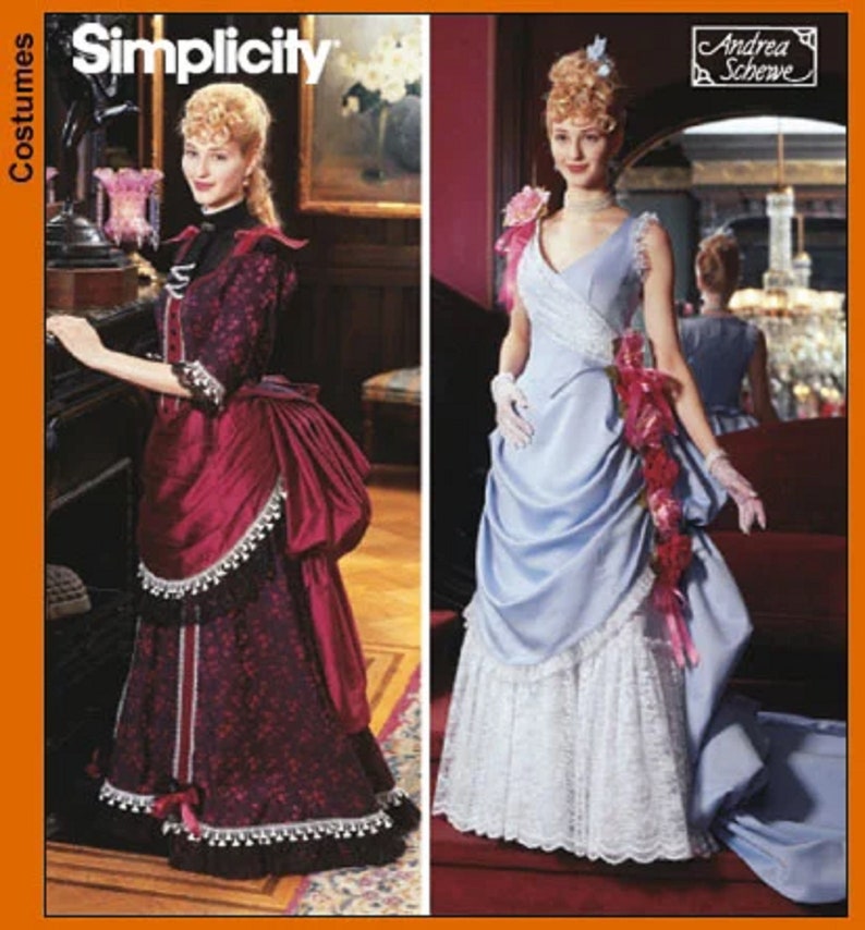 Simplicity 5457 Circa 1880 Evening Reception Dress Sewing Pattern, Sizes 6-8-10-12 & 14-16-18-20, FF, Uncut, OOP image 4