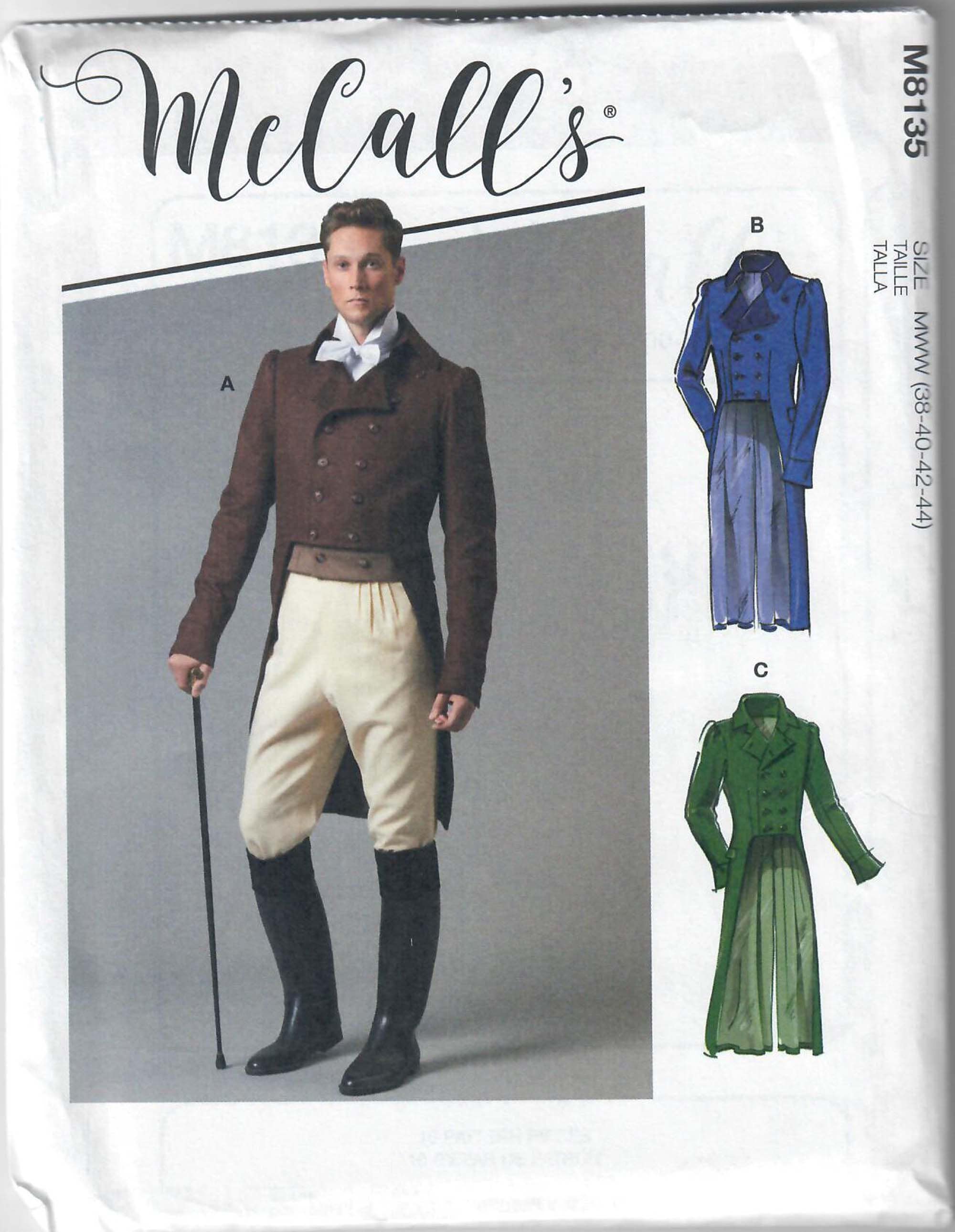 Mccall's M8135 Men's Regency Era Tail Coat Pattern, Sizes 38