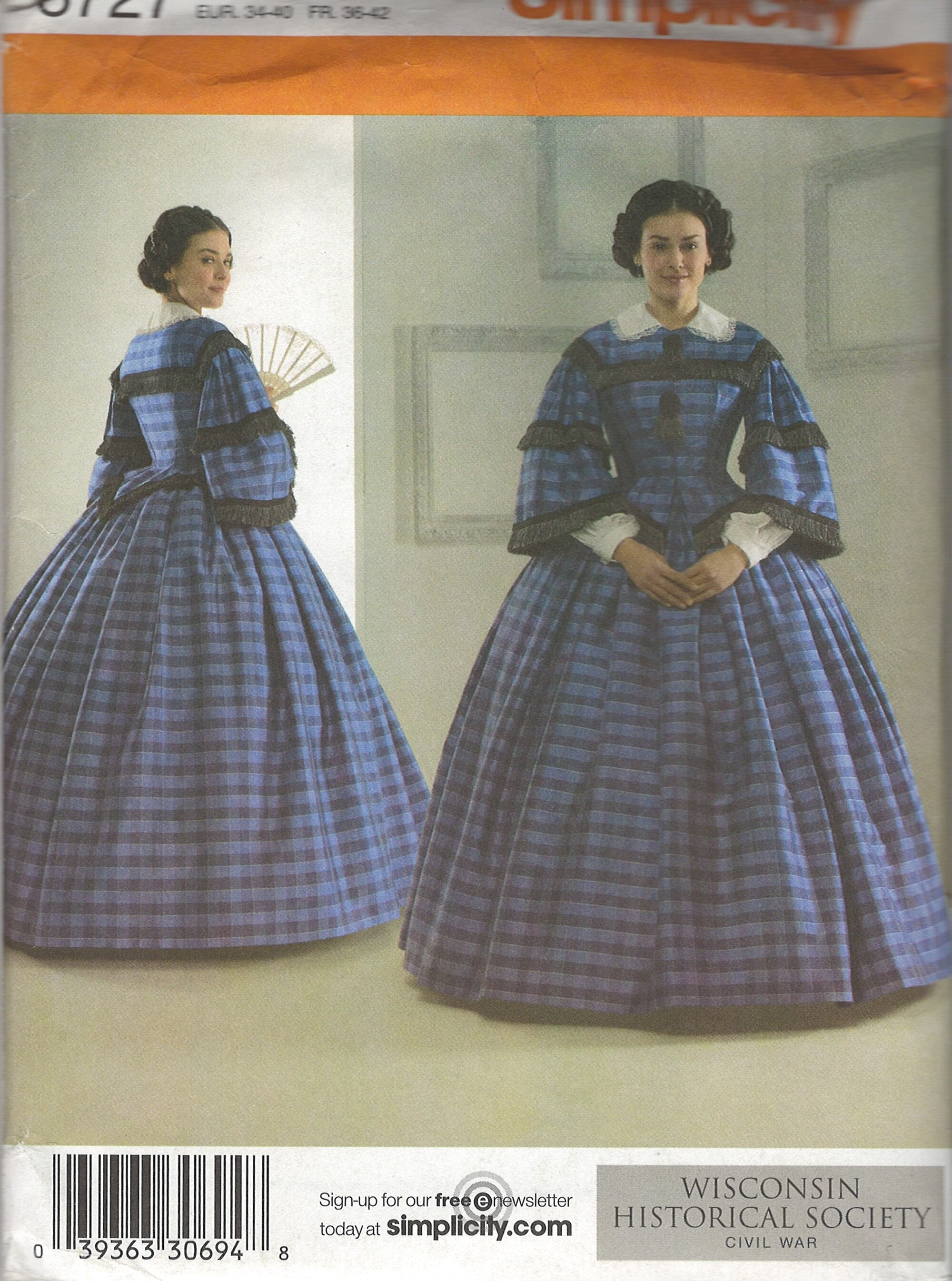 Simplicity 3727 1860s Day Dress Sewing Pattern Wisconsin Historical ...
