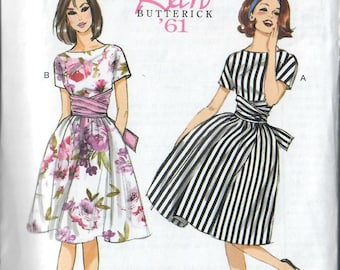 Butterick B6318 Retro '61 Dress Sewing Pattern Size 6-8-10-12-14 & 14-16-18-20-22 Uncut