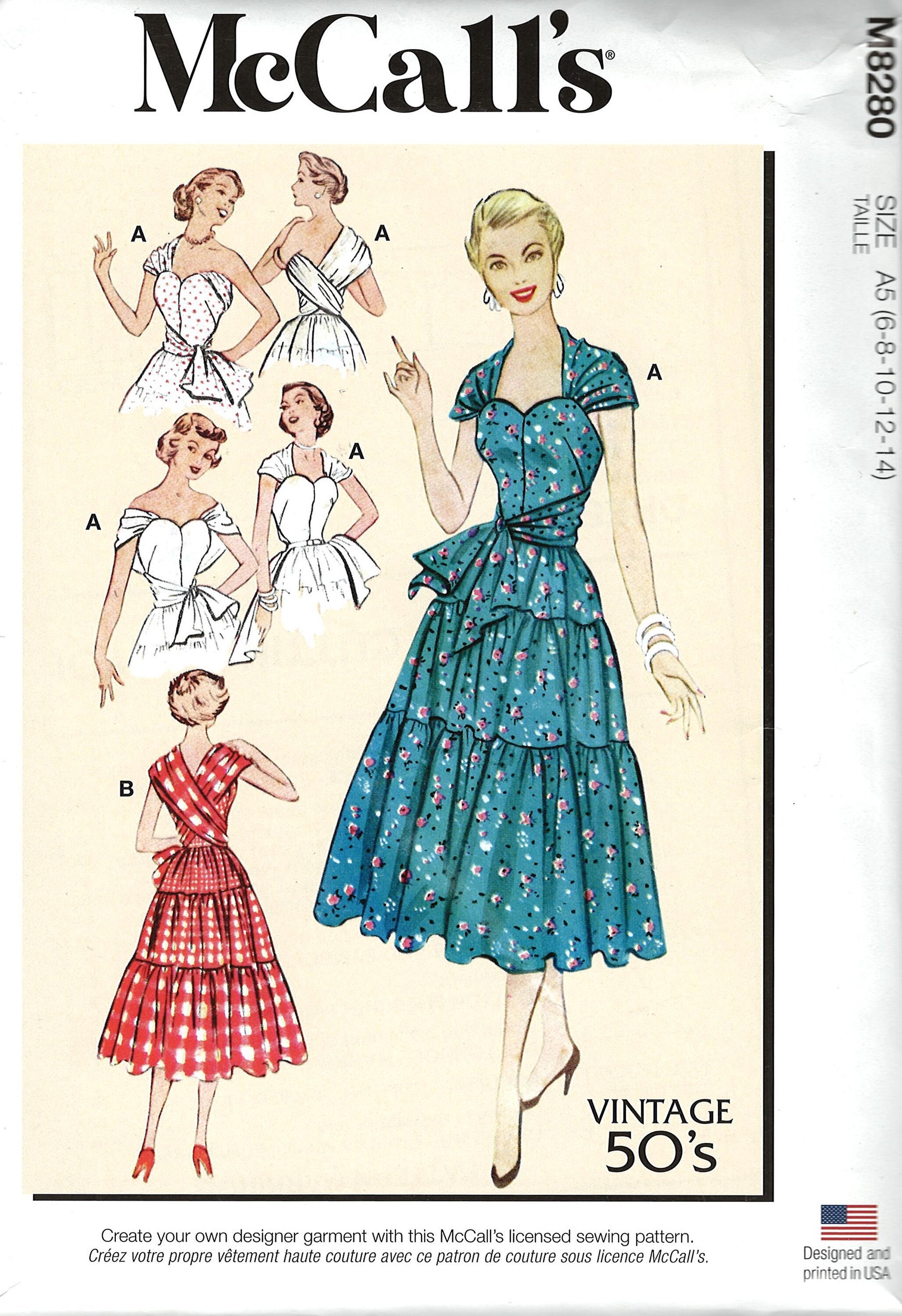 McCall s M8280 Vintage 1950s Patron de costura para vestidos tallas 6 14 y 16 24 sin cortar FF Etsy Mexico