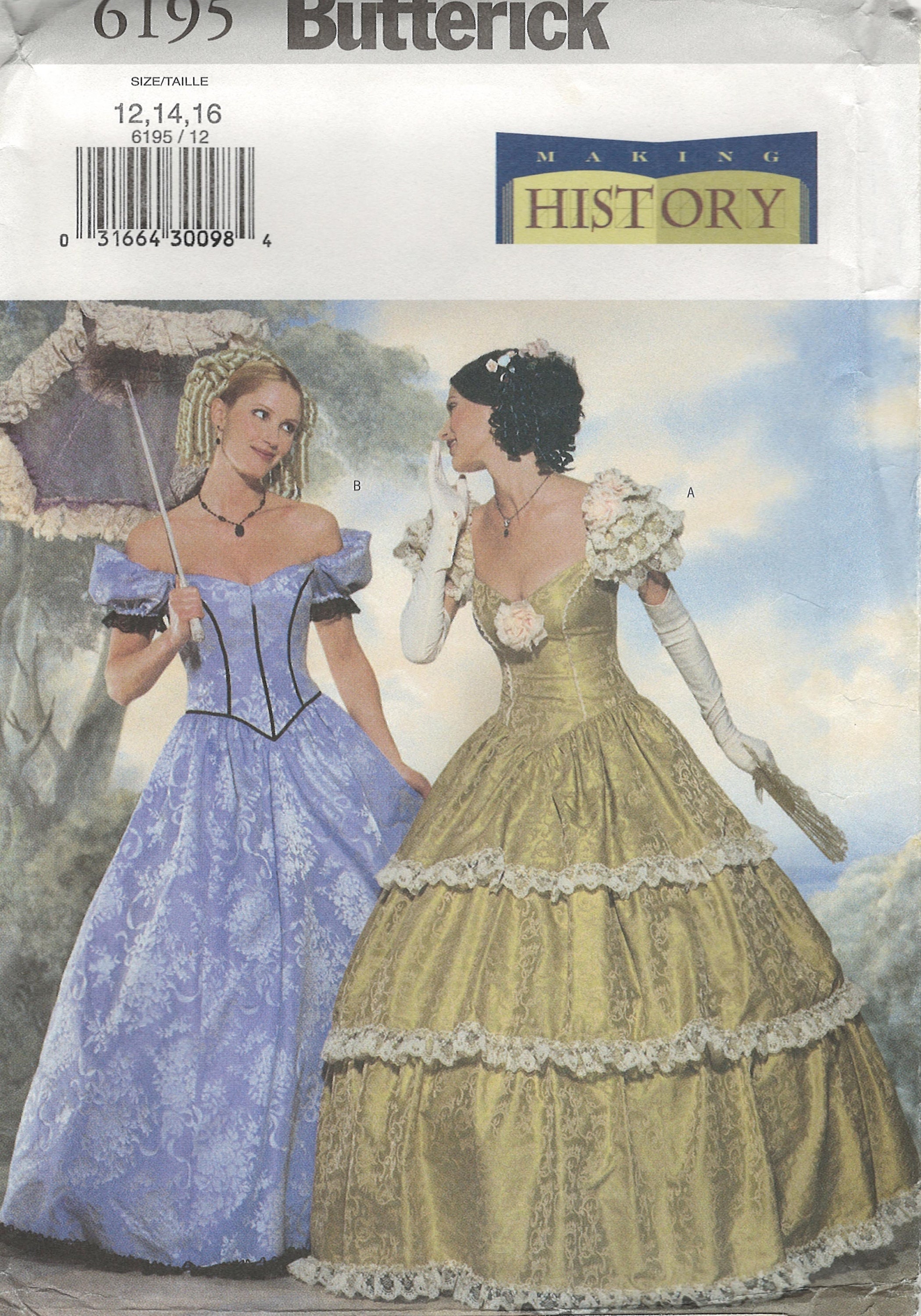 1860s Ball Gown Bodice Sewing Pattern Bust Sizes 32-48 Past
