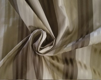 3-Yard Lot, Brown, Green, Chartreuse Satin-Striped Silk Taffeta,  55 Inches Wide