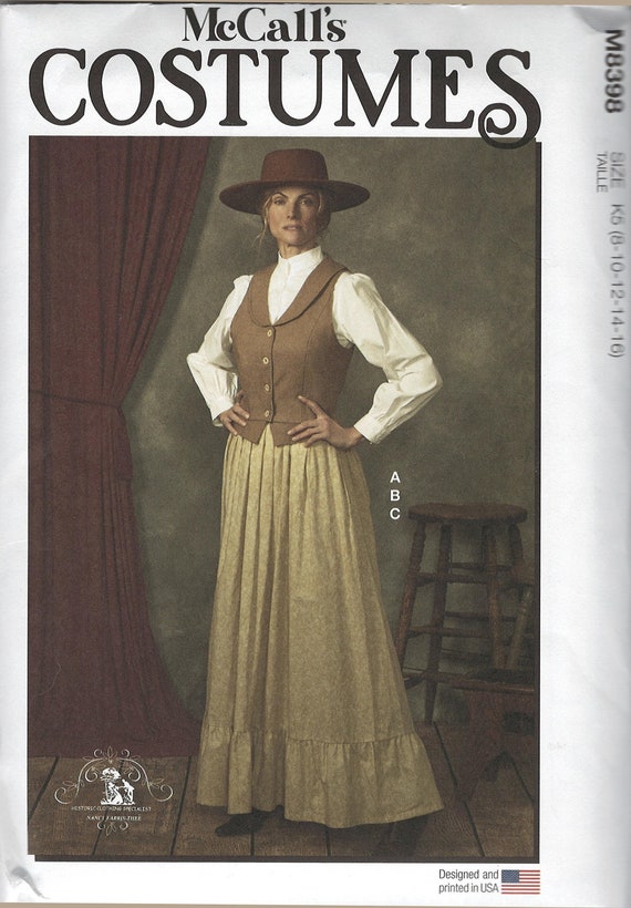 McCall's M8398 1870s 1880s Style Women's Vest, Blouse, and Skirt Sewing Patterns, Sizes 8-16 and 18-26, FF, Uncut, New