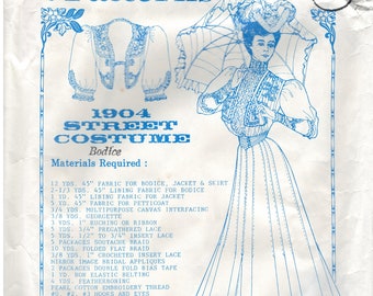 Past Patterns No. 104 1904 Street Costume Bodice Sewing Pattern, Size 16, FF, CUT, VINTAGE