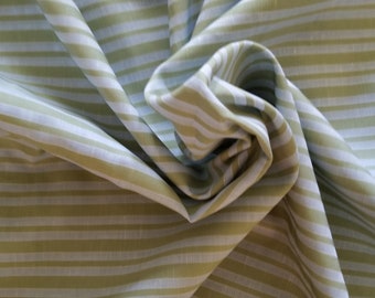 Cotton Shirting, 64 Inch Wide × 5.5 Yards, Chartreuse and Light Blue Striped Fabric