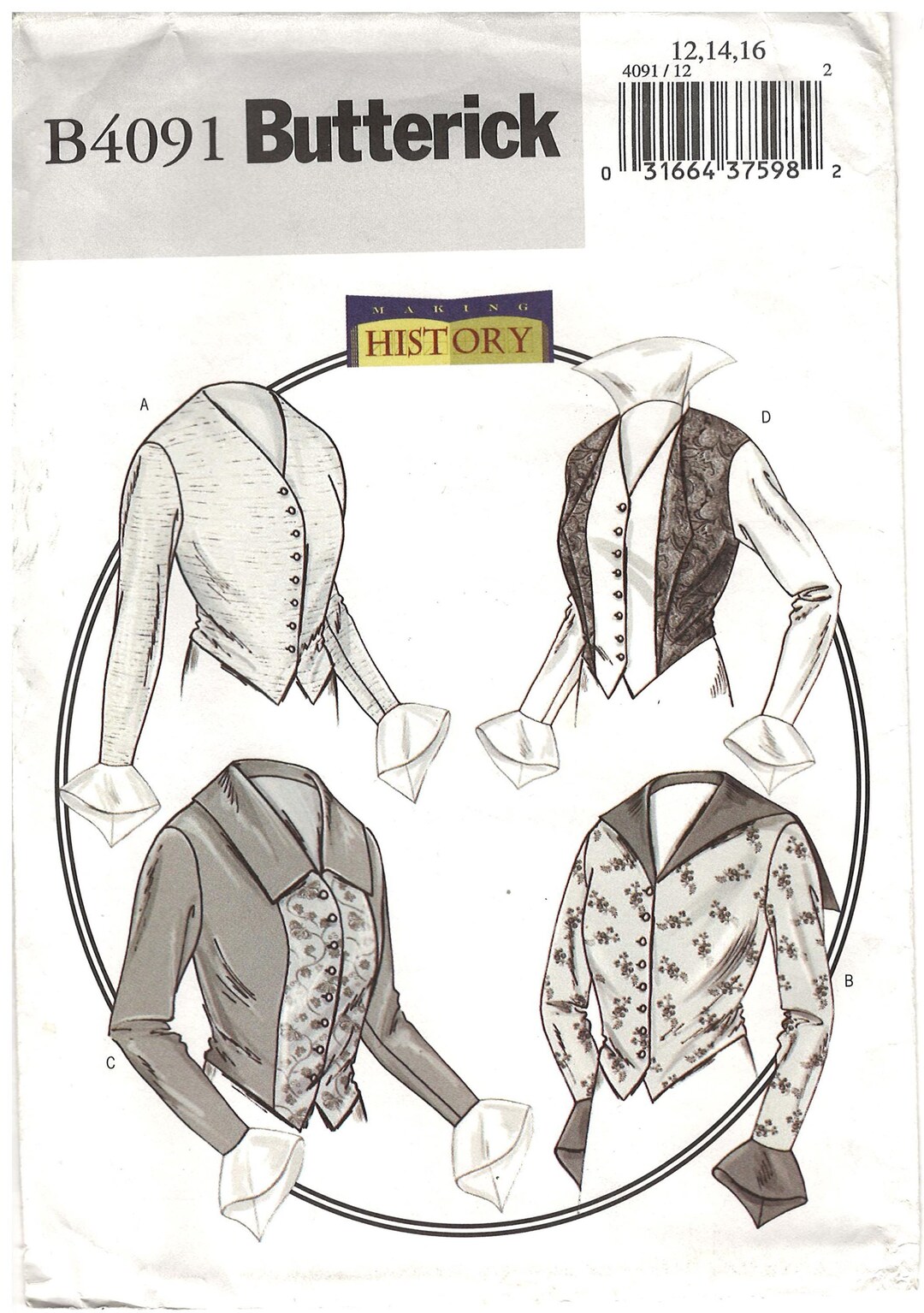 Basque Classic Patterns Butterick B4091 Women's 1914 Basque Sewing Pattern, Size 12-16, Uncut ...